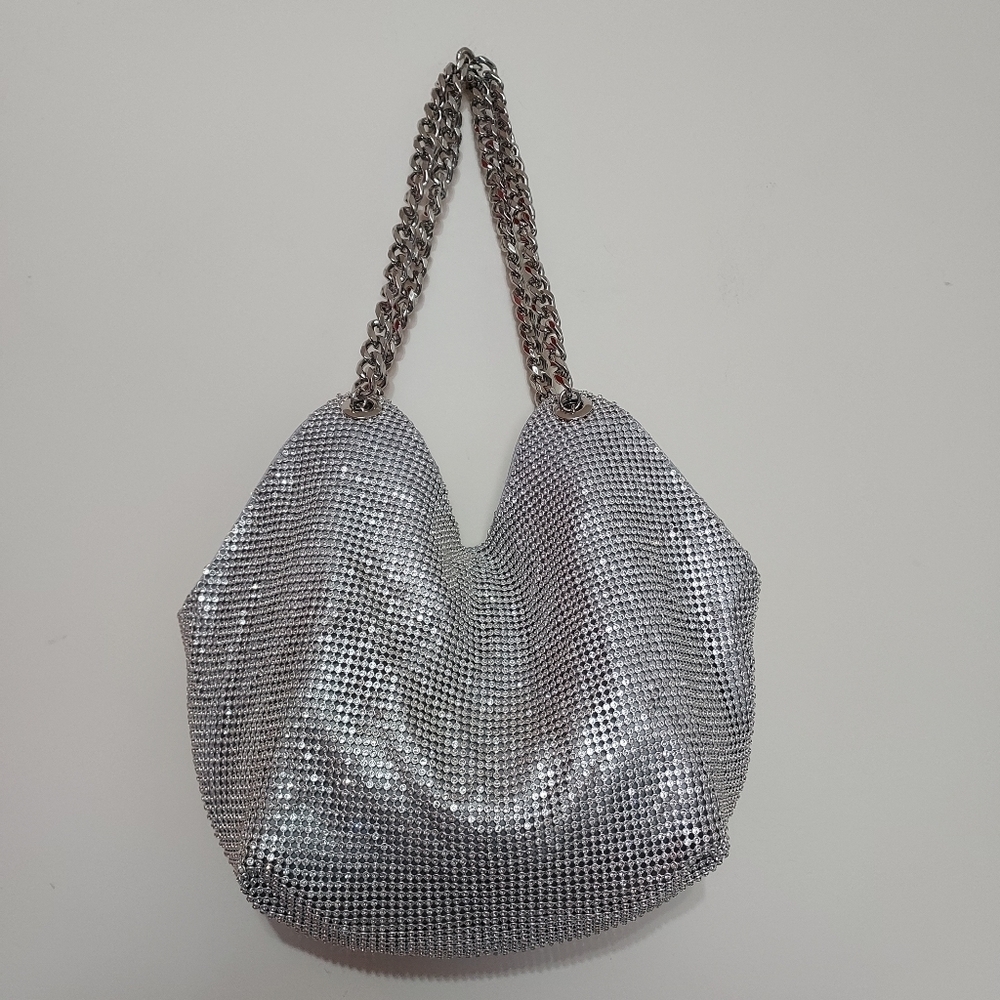 Zara Rhinestones Mini Silver Sparkly Tote - Picture 7 of 12